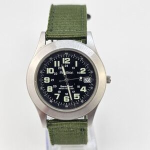 Armitron Durasteel Field Men Watch 39MM Black Dial Date NEW Green Bands Battery